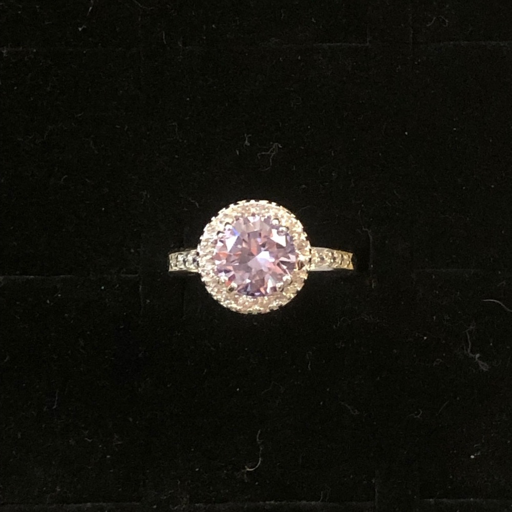 Sz5.5 Elegant Silver and Purple Crystal Ring